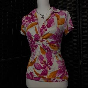 INC International Concepts Pink and Orange Floral Blouse